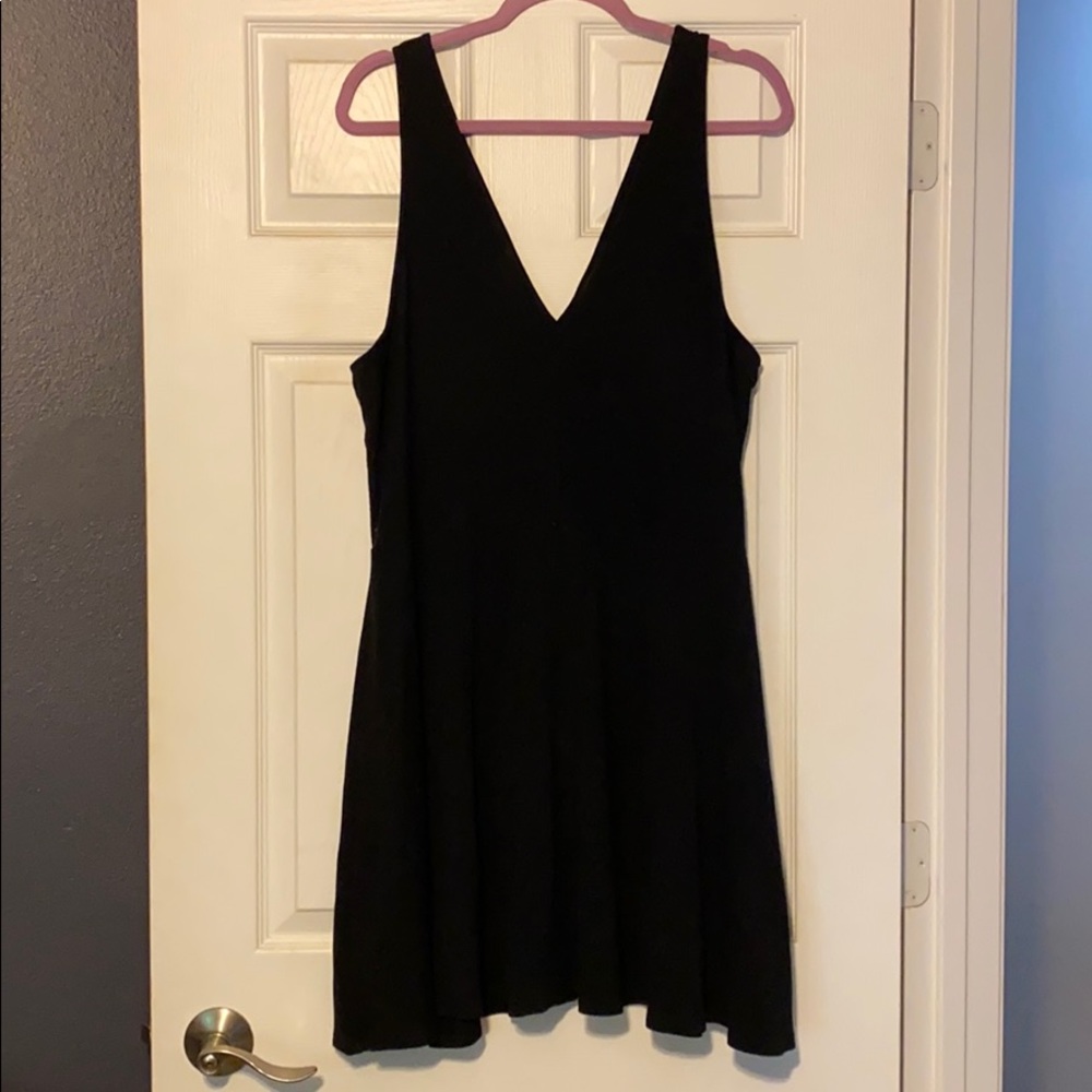 Knit Black V Neck Dress